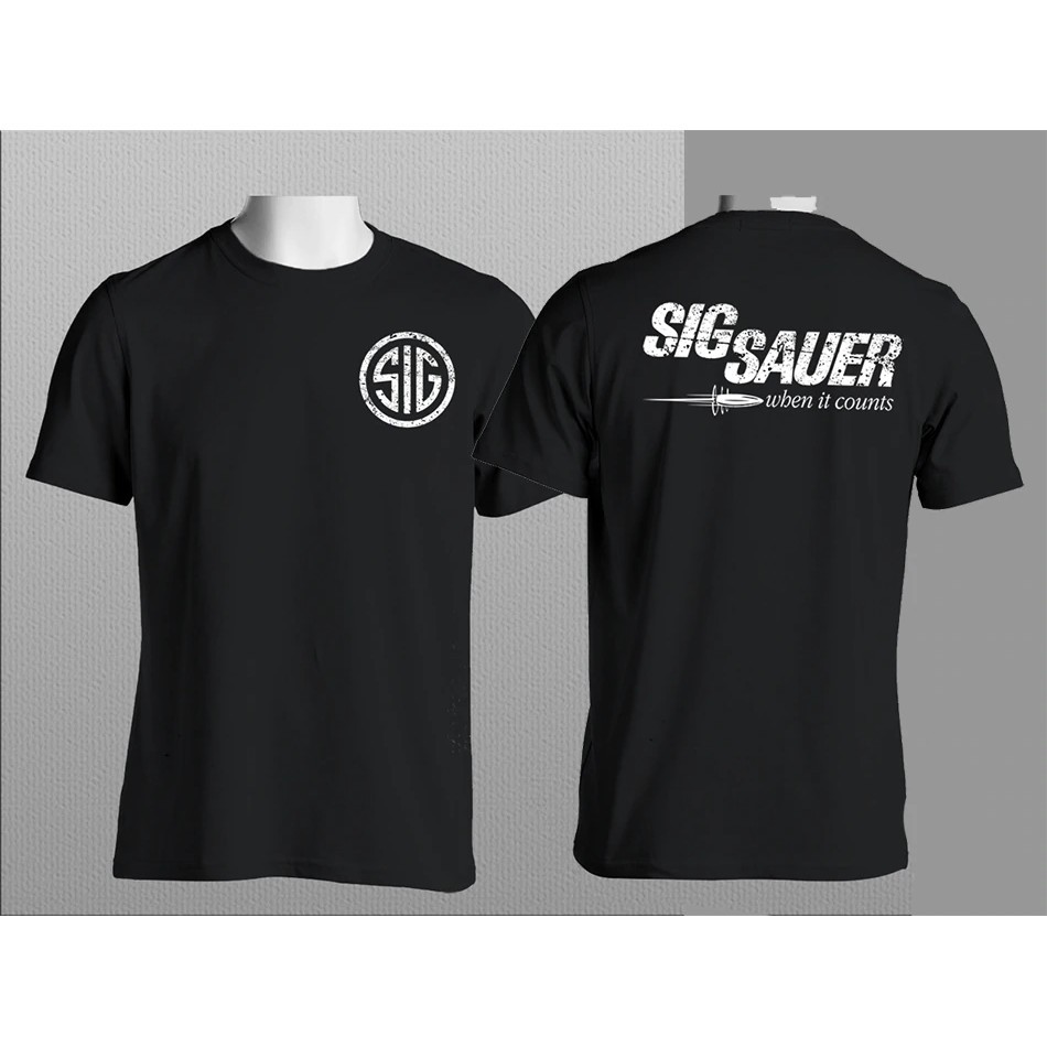เสื้อยืดครอปsig sauer firearms เสื้อยืดลําลองสําหรับผู้ชายผ้าฝ้าย 100% แขนสั้นพิมพ์ลายขนาดพลัสS-5XL