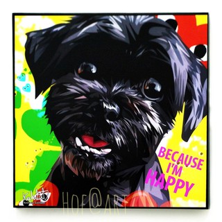 Dog หมา Im happy รูปภาพ​ติด​ผนัง​ pop art สุนัข สัตว์เลี้ยง แต่งบ้าน ของขวัญ กรอบรูป รูปภาพ