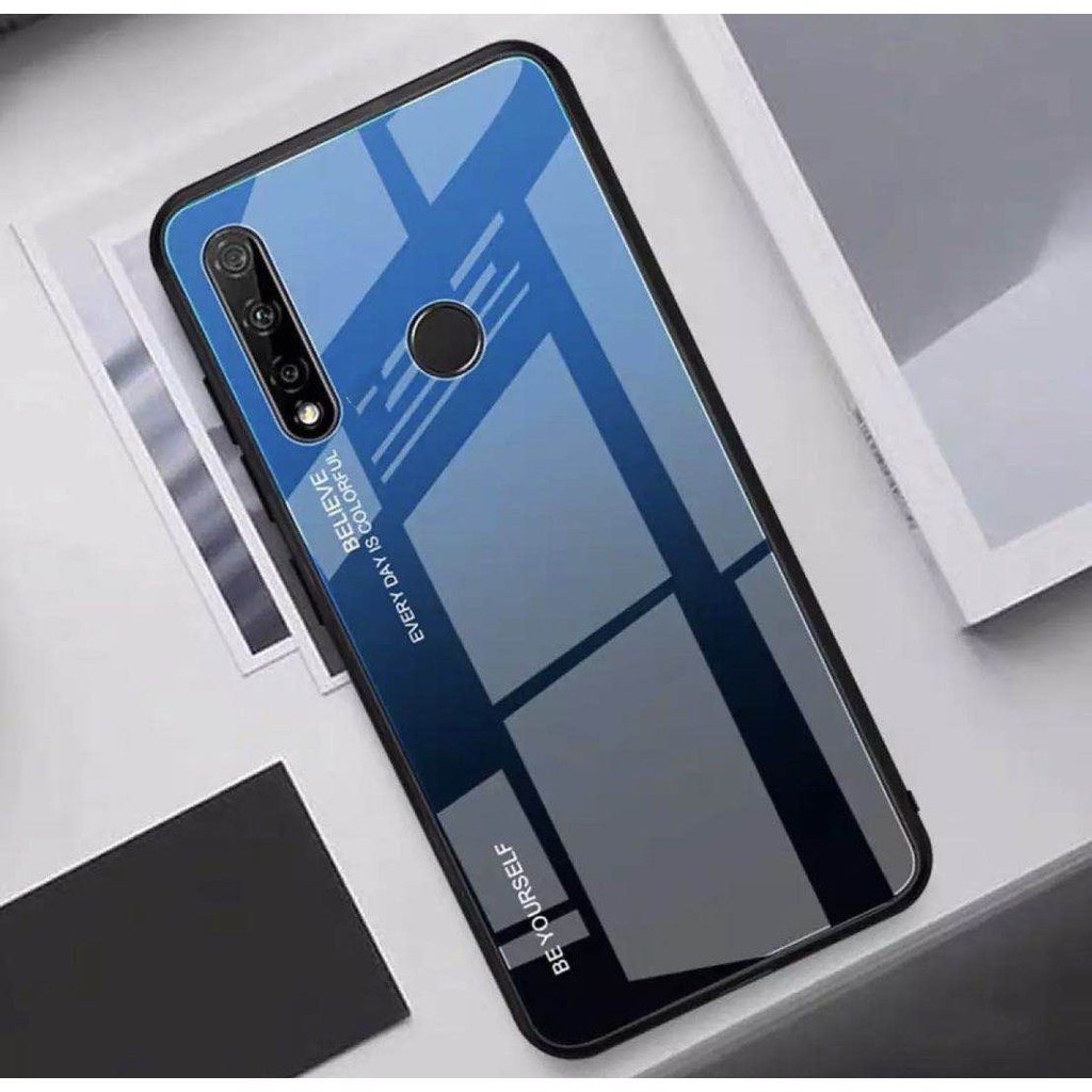 [ส่งจากไทย] Case Realme 6i เคสกระจกสองสี เคส ขอบนิ่ม เคสกระจกไล่สี