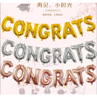 ลูกโป่งรับปริญญา ลูกโป่งปัจฉิม ลูกโป่ง Congrats ฟอยล์รับปริญญา *แถมฟรี ริบบิ้นร้อยลูกโป่ง