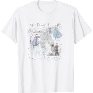 เสื้อยืดสีขาวเสื้อยืดแขนสั้นลําลอง ผ้าฝ้าย พิมพ์ลาย Disney Frozen 2 Sketched สีน้ํา แฟชั่นสําหรับผู้ชายS-4XL