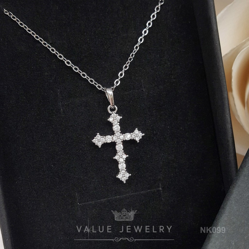 สร้อยคอพร้อมจี้ ฝังคริสตัลแท้ ลาย ไม้กางเขน Cross รูปที่ 6