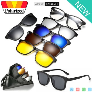 Polarized แว่นกันแดด คลิปออน แม่เหล็ก เปลี่ยนเลนส์ได้ 5 สี 5 แบบ รุ่น 2201 แว่นตา ทรงสปอร์ต วัสดุ PC ( เลนส์โพลาไรซ์ )