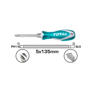 Total ไขควงหัวสลับ 4 นิ้ว (ปากแบน + ปากแฉก) รุ่นTHT250226 ( Interchangable Screwdriver )