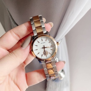 ปีนี้toryมาแรง TORY BURCH COLLINS Silver &amp; Rose Gold Two-Tone 32mm Watch TBW1305