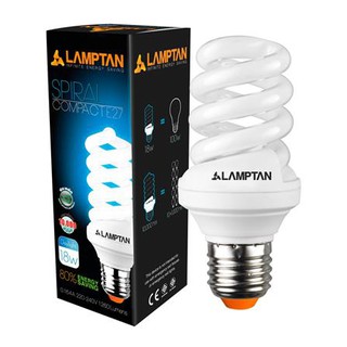 อุปกรณ์เพิ่มความสว่าง หลอดประหยัด LAMPTAN SPIRAL MT 18 วัตต์ DAYLIGHT