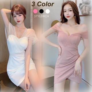 🦄พร้อมส่ง S-XLงานแท้ เดรสสั้น เดรสออกงาน เดรสรัดรูป ชุดสีชมพู