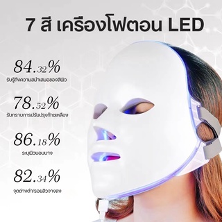 หน้ากากled 7สี รักษาสิว ฟื้นฟูผิวป้องกันสิวled face mask  หน้ากาก ledรักษาผิว หน้ากากบำบัด led COD