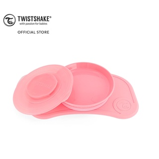 Twistshake Click-Mat + Plate ชุดจานและแผ่นดูดกันลื่น มาพร้อมฝาปิดกันหก (สีชมพู/Pastel Pink)