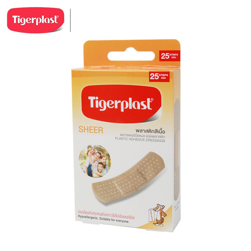 Tigerplast Sheer พลาสเตอร์ปิดแผล ชนิดพลาสติกสีเนื้อ 10/25 แผ่น ไทเกอร์พล๊าส  พลาสติกสีเนื้อ | Shopee Thailand