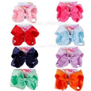 กิฟต์โบว์ jojobows by siwa ขนาด 7นิ้ว สีพื้นมีหมุดเพชรคริสตัล