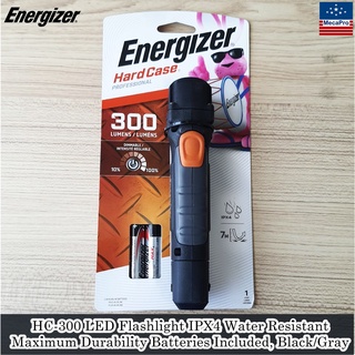 Energizer® HC-300 LED Flashlight IPX4 Water Batteries Included, Black/Gray ไฟฉาย LED สีดำ/เทา