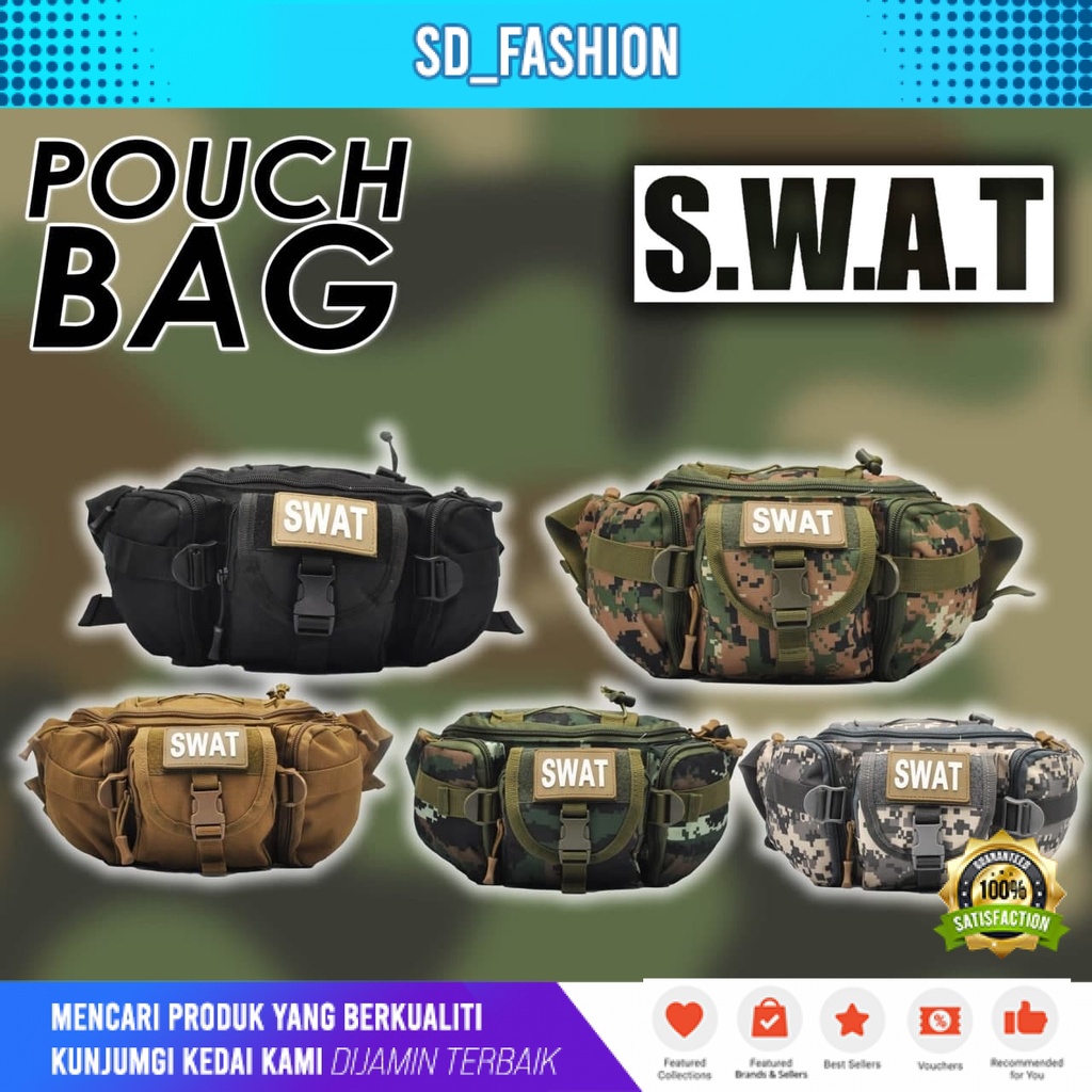 SW@T กระเป๋าคาดเอว Men Travel Casual Camping Hiking Pouch Chest Crossbody Bag Beg Pinggang Lelaki UN