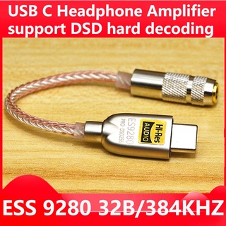 USB Type-C To 3.5mm Jack Audio Adapter Portable HIFI DAC Headphone Amplifier Decoder Converter For Andoid Win10 Ipad ES9280c