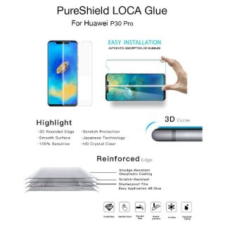 Zeelot ฟิล์มกระจกนิรภัย แบบเต็มหน้าจอขอบโค้ง3D LOCA UV สำหรับ Huawei รุ่น P30 Pro