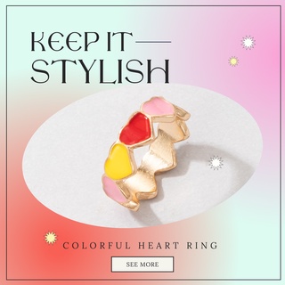 Colorful Heart Design Ring แหวนหัวใจหลากสี