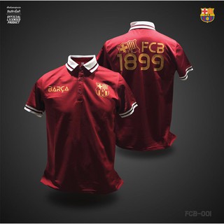 เสื้อโปโล ลิขสิทธิ์แท้ บาร์เซโลน่า Barcelona ( ชาย ) รุ่น FCB 001  สีเลือดหมู