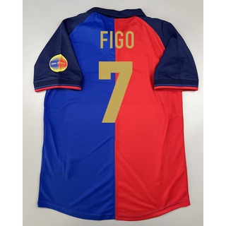 เสื้อบอล ย้อนยุค บาร์เซโลน่า 1999 เหย้า Retro Barcelona Home พร้อมเบอร์ชื่อ 7 FIGO ครบ 100 ปี 1899-1999 เรโทร คลาสสิค