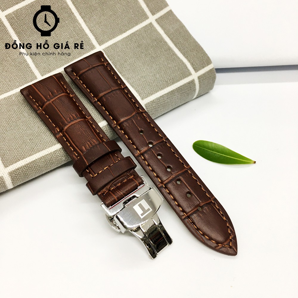 [HOT Deal ] Tissot Men 'S Silver Buckle Crocodile Leather Watch Strap size 21mm สีน ้ ําตาลคุณภาพสูง