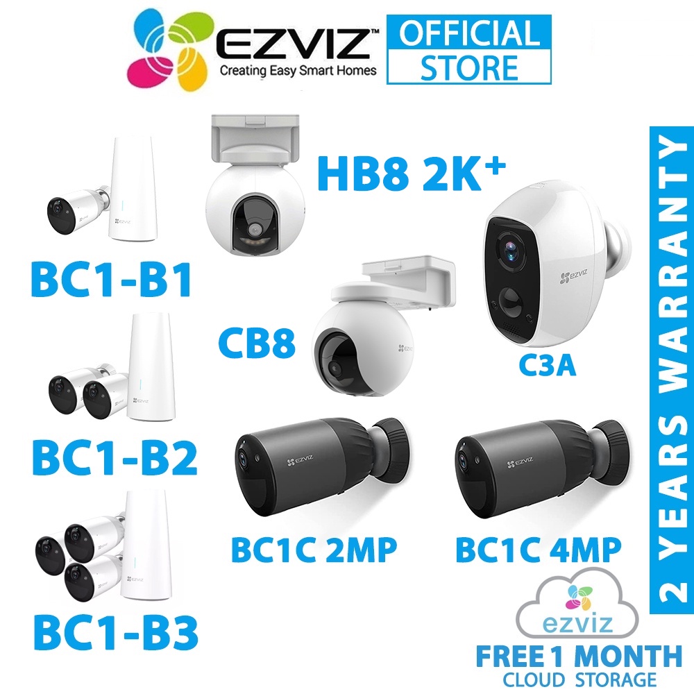 Ezviz C3A / BC1C / BC1-B1 / BC1-B2 / BC1-B3 1080P 2K 4MP Outdoor Battery Powered CCTV H.265 WiFi Sec