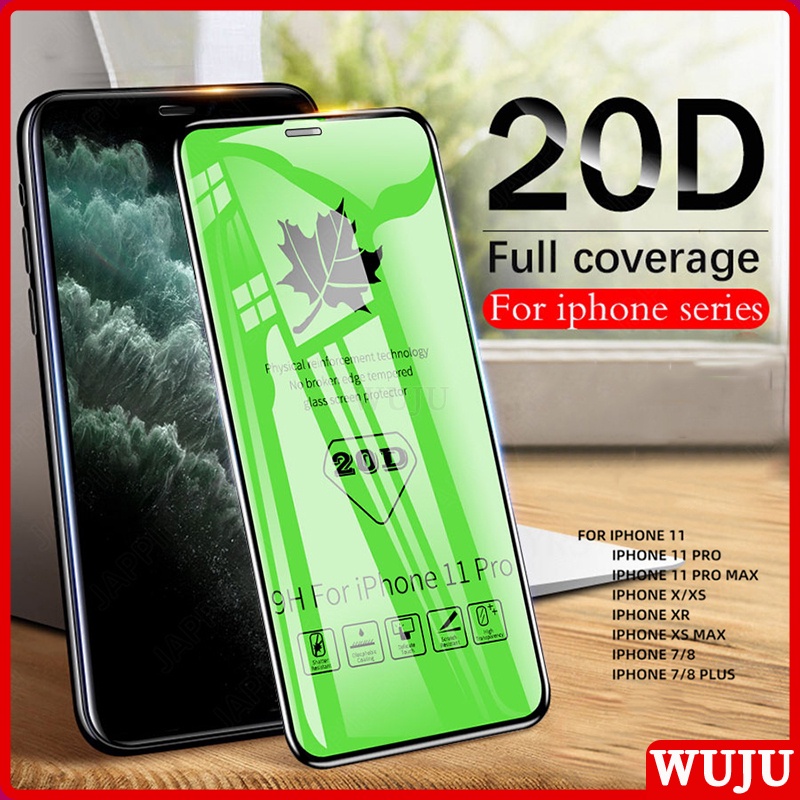Wuju กระจกนิรภัยกันรอยหน้าจอ 20D ใสมาก สําหรับ iPhone 11 12 13 14 15 16 Pro Max XS Max XR Plus