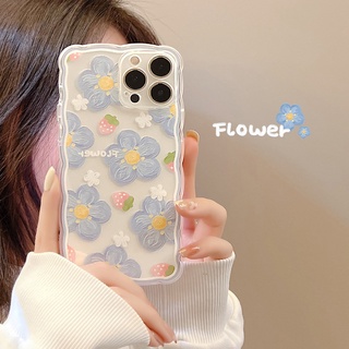 เคสซิลิโคนนิ่ม ลายดอกไม้ สตรอเบอร์รี่ สําหรับ iPhone 15 Pro Max 15 Plus 14Pro 14ProMax 11 12 13 Pro Max mini X XS Max XR 7 8 Plus SE