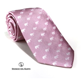 Giorgio Del Sarto Elephant Silk Necktie Pink with Fabric Texture เนคไทสีชมพูลายช้างมีเท็กเจอร์