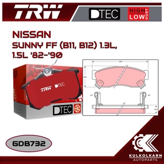 ผ้าเบรคหน้า TRW สำหรับ SUNNY FF (B11, B12) 1.3L, 1.5L 82-90 (GDB732)