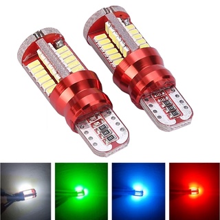 หลอดไฟเบรกจอดรถยนต์ LED 57 Smd T10 12V สว่างมาก สีเหลือง ขาว ฟ้า เขียว W16W สําหรับรถจักรยานยนต์ 1 ชิ้น