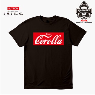 ROUND คอลูกเรือเสื้อยืด พิมพ์ลายรถยนต์ Karimake Toyota Corolla Enjoy Corolla-4XL