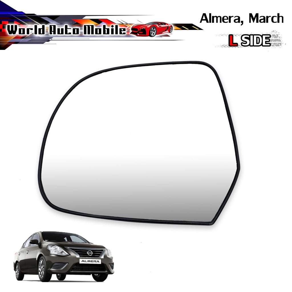 เนื้อเลนส์กระจก เลนส์กระจกมองข้าง ข้าง ซ้าย ใส่ Nissan March, Almera ปี 2012-2019 Nissan  March, Almera
