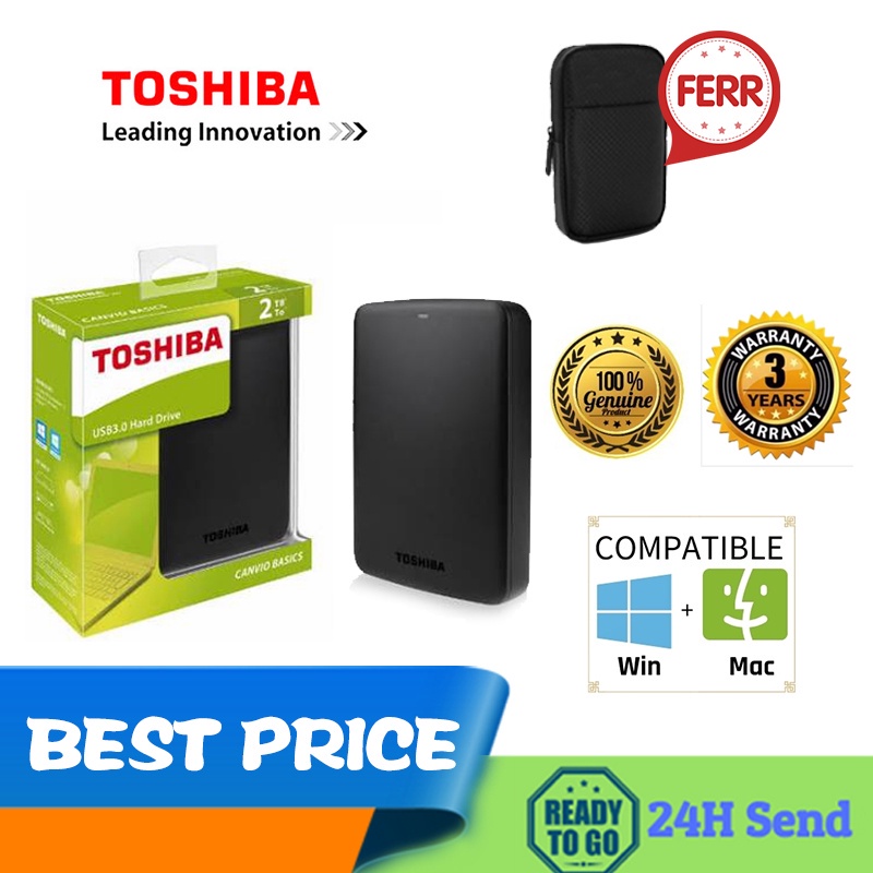 【Spot sale】 Toshiba Canvio 500GB 1TB 2TB 3TB 4TB Portable External Hard Drive Hard Disk Storage