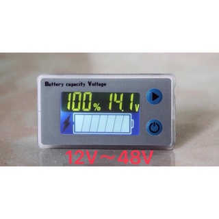 วัดโวลท์ % 12-48v วัดแบตเตอร์รี่  โวลต์มิเตอร์ติดรถยนต์ โวลท์มิเตอร์ดิจิตอล Car DC LCD Volt meter วัดโวลท์&amp;วัด%แบตเตอรี่