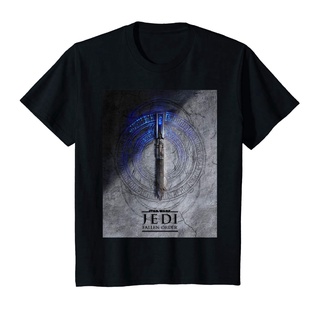 ROUNDคอลูกเรือNeckเสื้อยืด พิมพ์ลาย Star Wars Jedi Fallen Order Teaser Image Lightsaber สําหรับผู้ชาย-4XL