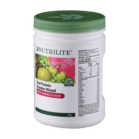 Amway Nutrilite Soy Protein Drink Mix Mixed Berries Flavor 500g