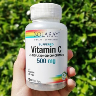 วิตามินซี สูตรบัฟเฟอร์ Buffered Vitamin C with Bioflavonoid Concentrate 500 mg 100 VegCaps (Solaray®)