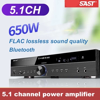 จริง 650W 5.1CH พลังเสียงเครื่องขยายเสียงคาราโอเกะซับวูฟเฟอร์บลูทูธเครื่องขยายเสียง AV เครื่องขยายเสียง 5xQa