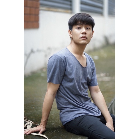 คอกว้าง เท่ เซอร์ ใส่สบาย เสื้อยืด คอเปลือย แขนสั้น สี No.11-20