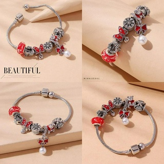 A21 สร้อยข้อมือ BEAUTIFUL Red โบว์แดง ไม่ลอก ไม่ดำ สายปรับไม่ได้ จัดส่งทุกวัน