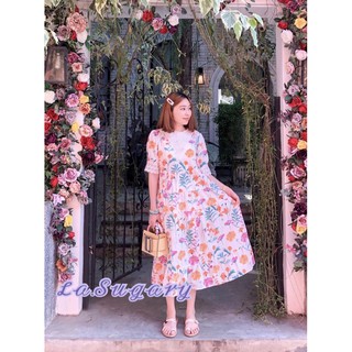 La Sugary Chic Small Floral Dressเดรสยาว เสื้อแฟชั่น ผู้หญิง