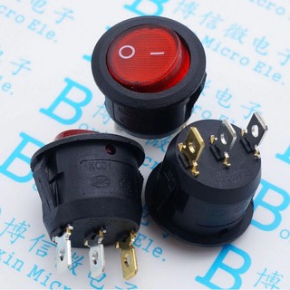 Push Switch KCD1 6A 250V 20mm สวิตซ์ 3ขา 2ทาง (กลม) สวิตซ์โยก สวิตซ์กระดก