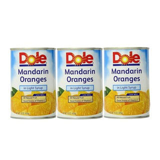 ว๊าว🍟 โดล ส้มแมนดารินในน้ำเชื่อม 425 กรัม x 3 กระป๋อง Dole Mandarin Orange in Syrup 425 g x 3 Cans