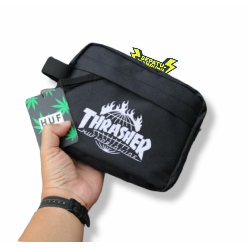 Clutchbag / thrasher กระเป๋าถือสีดํา / merch พรีเมี่ยม