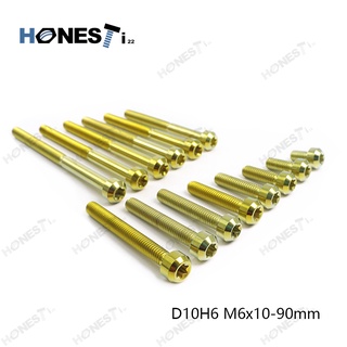 Honesti22 Gr5Titanium alloy Bolts Golden Size10-90 M6 inner plum head  Anti-theft engine and crankcase.