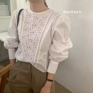 เสื้อแฟชั่น แขนยาว ยกแขน ปักลายฉลุหน้า งานดูเท่มากเลยคะ