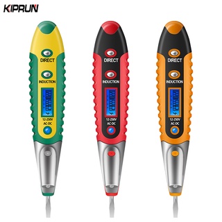 Kiprun ปากกาทดสอบแรงดันไฟฟ้าดิจิทัล หน้าจอ LCD AC DC 12-250V สําหรับช่างไฟฟ้า