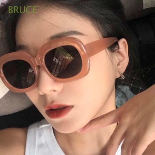 Bruce แว่นตากันแดด UV400 พิมพ์ลายเสือดาว กรอบวงรี สีดํา สไตล์เกาหลี สําหรับผู้หญิง