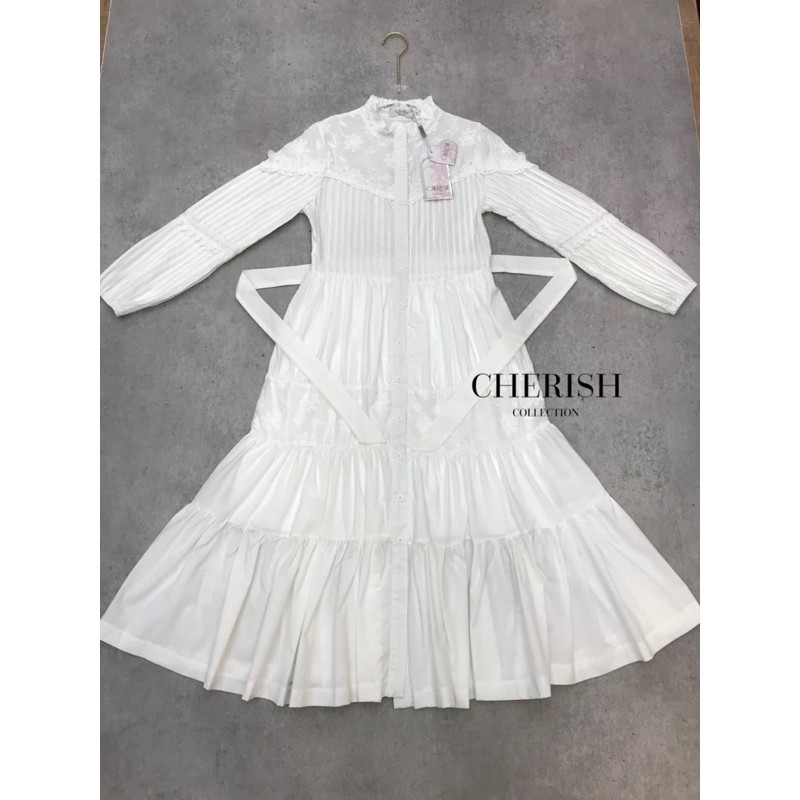ชุดสีขาว เดรสลูกไม้สีขาว เดรสยาวสไตล์เกาหลี Cherish #3