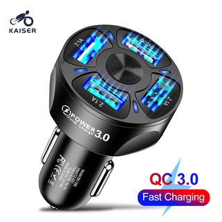 KAISER ที่ชาร์จแบตในรถ 36W USB 4 QC 3.0 พอร์ต Quick ที่ชาร์จในรถ โทรศัพท์มือถือ ช่องเสียบ USB ในรถ ชาร์จรถ