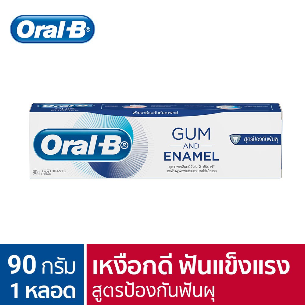 [ใหม่] Oral-B ออรัล-บี ยาสีฟัน กัมแอนด์อินาเมล สูตรป้องกันฟันผุ ขนาด 90 กรัม